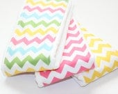 Chevron Baby Girl Burp Cloths - Set of 3 from Riley Blake  - Girl, Pink, and Yellow