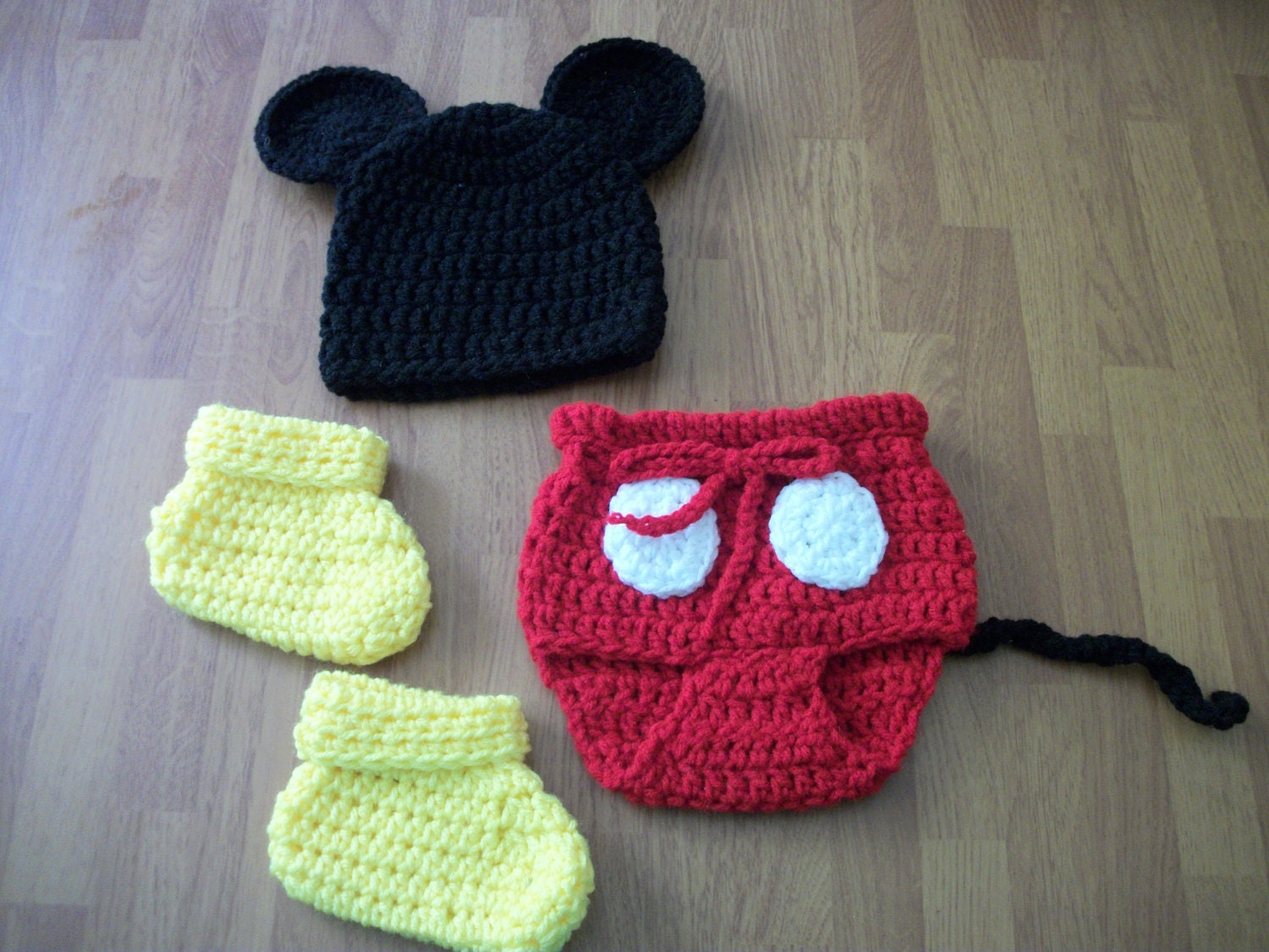 6-12 Month Mouse Hat, Diaper Cover and Boots Set - Photo Prop