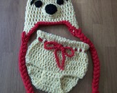 0-3 Month Honey Bear Hat and Diaper Cover Set - Photo Prop