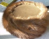 Vintage Mink Fur Pill Box Hat Light Brown