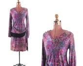 Vintage 1960's Psychedelic MOD Cocktail Fringe Shift Scooter Dress M