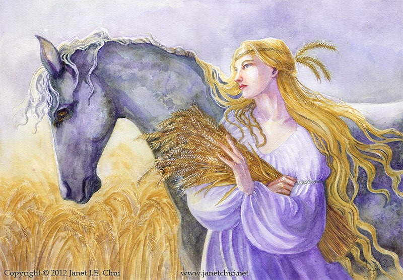 Epona Goddess of Horses and Fertility Matted Art Print