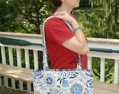 Reversable blue tote bag