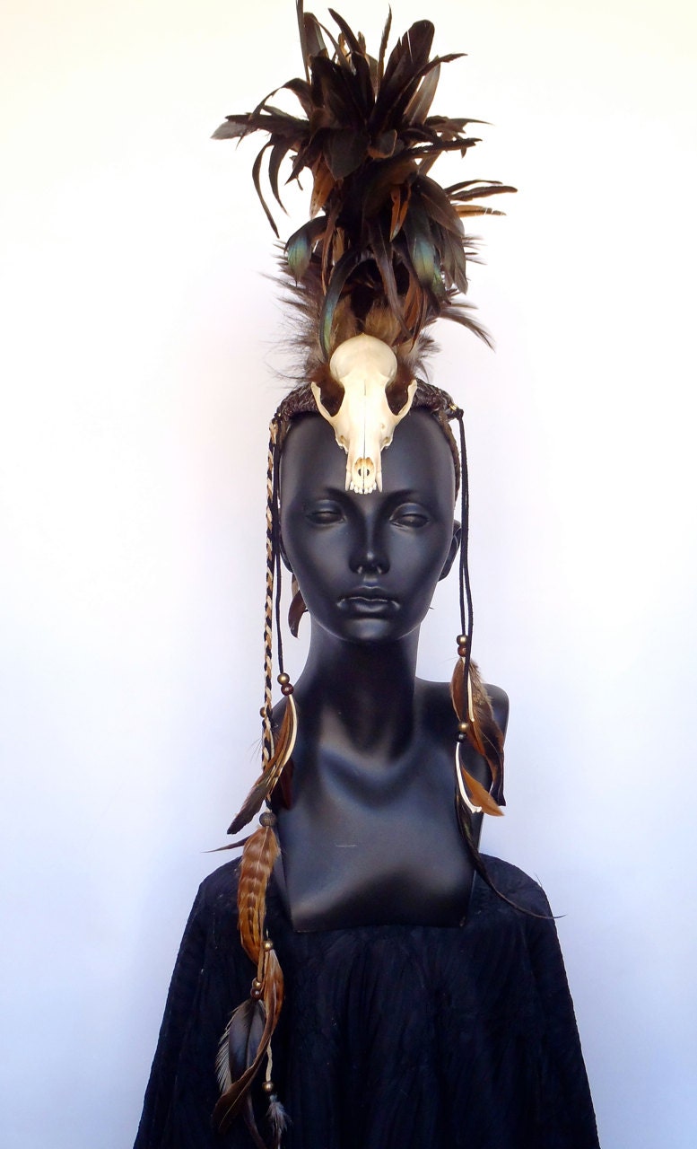 MADE TO ORDER Midsize Skull Warrior Feather Mohawk