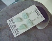 Double Decker Beach Glass Earrings with Silver Wire - Lake Michigan Beach Glass