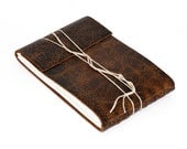 Brown Leather Journal or Leather Sketchbook, Distressed Brown, Medium Sized Notebook, Handbound Coptic Stitch - 3 3/4" x 5 1/2"