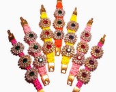 Custom Neon Paracord Vintage Rhinestone Bracelet - Bohemian Sparkle