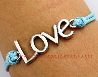 love bracelet, antique silver love bracelet, wax cord bracelet