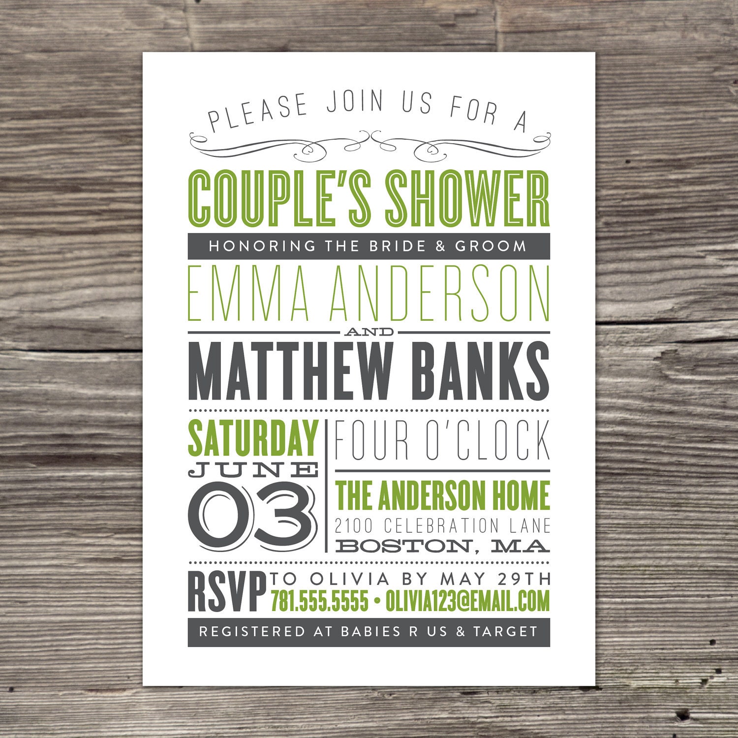 Old Fashioned Couple's Wedding Shower Invitation