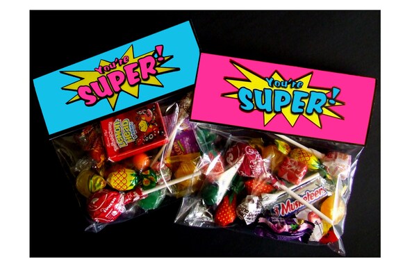 INSTANT DOWNLOAD - Printable SuperGirl Treat Bag Toppers Superhero Birthday Il_570xn