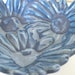 Vintage Pottery Dish Blue Daisy Flowers 60s