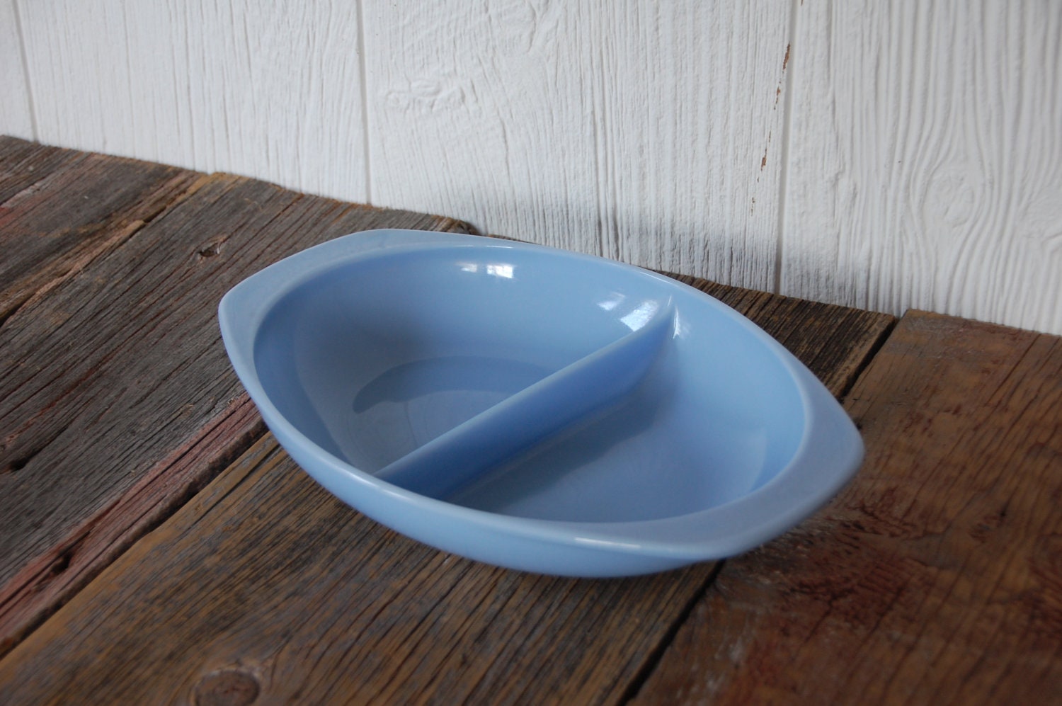 Vintage 60s Pyrex Delphite Bluebelle Cinderella Oval Divided Serving Dish