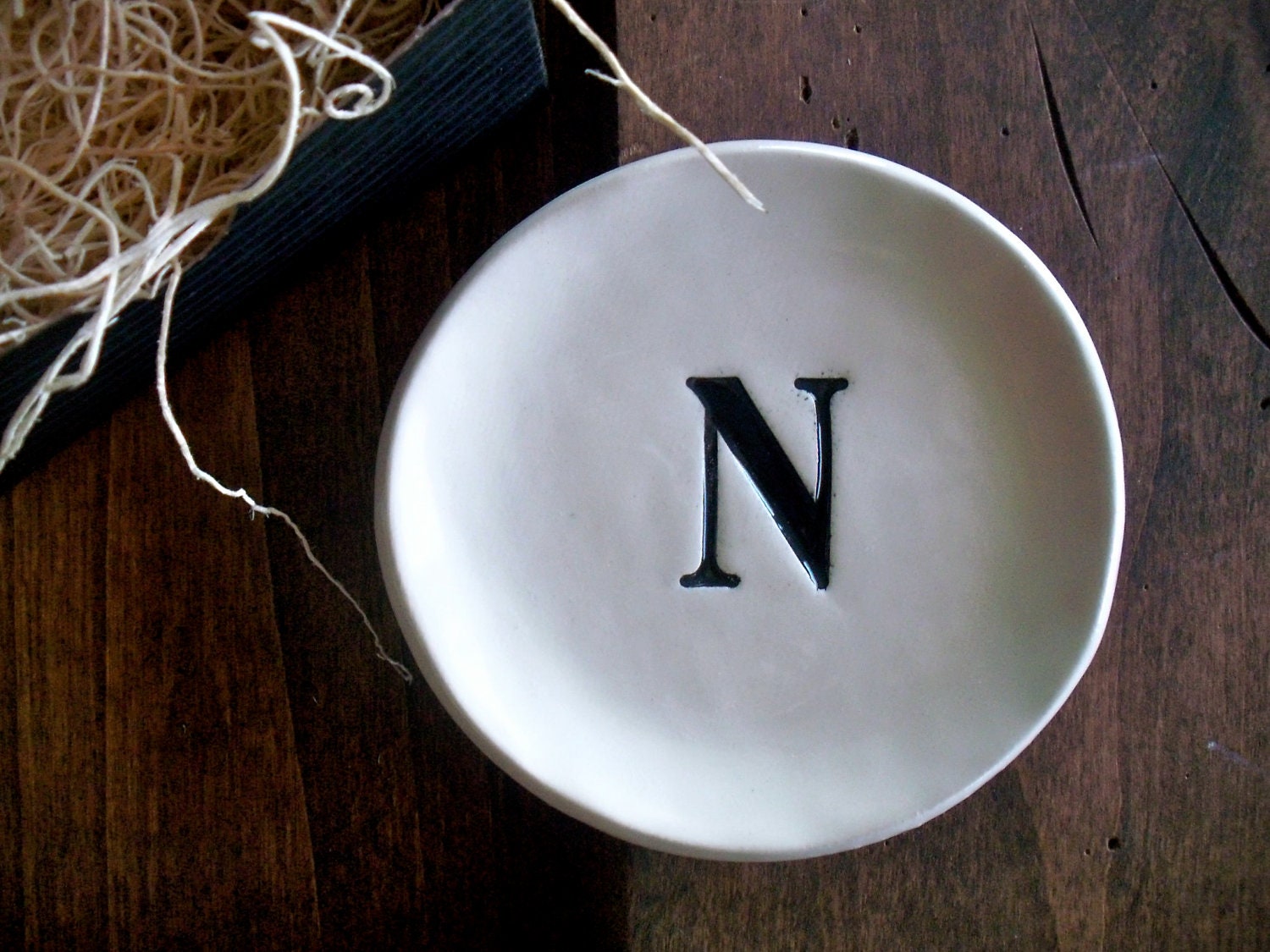 wedding ring dish,  ring holder, initial tray, CUSTOM graduation,  Fathers Day Gift,  Black and White,  Gift Boxed, Made to Order