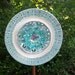 Turquoise Glass Flower Yard Art - Shabby Chic Garden Decor