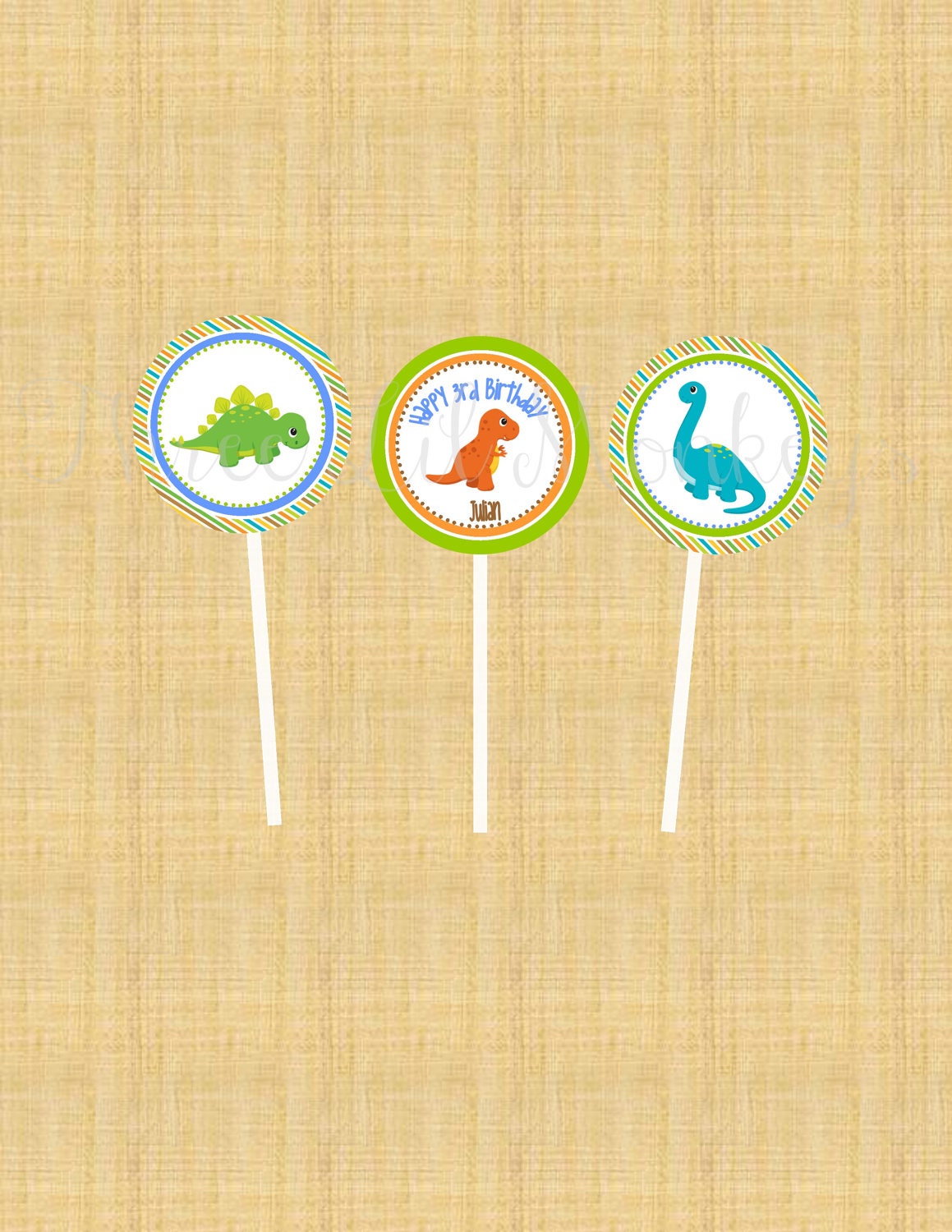 Dinosaur Themed Cupcake Toppers Il_570xn