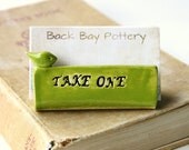 Take One Bird Ceramic Business Card Holder - Apple Lime Green - Custom Personalized Office Gift