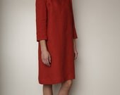 Pure Linen Crimson Knee Length Dress
