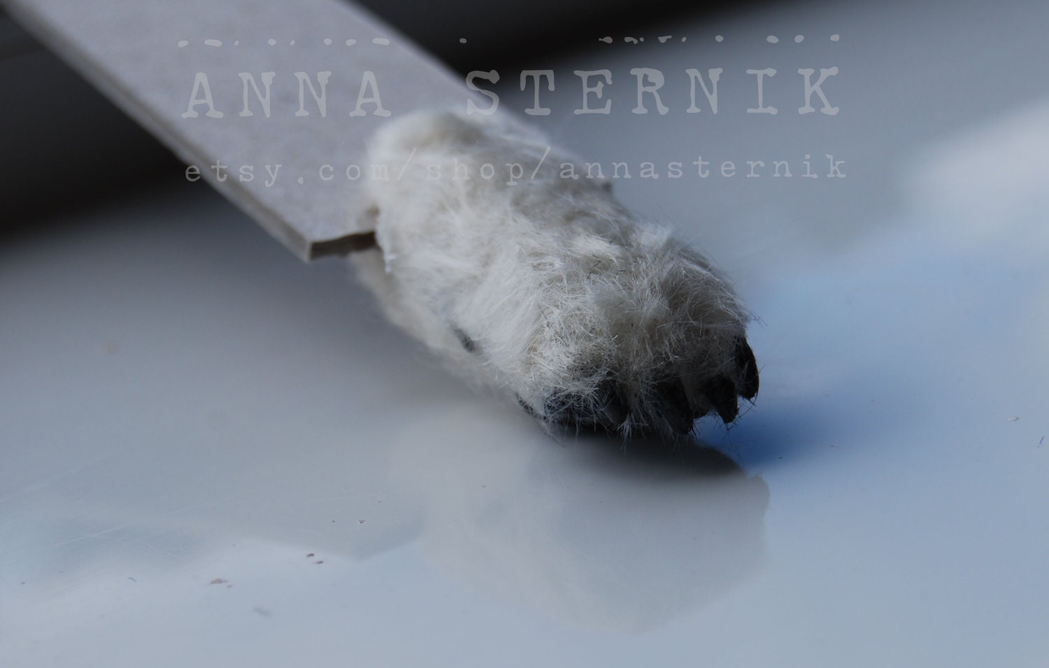 Single Polar Bear / WOLF Paw Bookmark - ooak -  (Made to order)