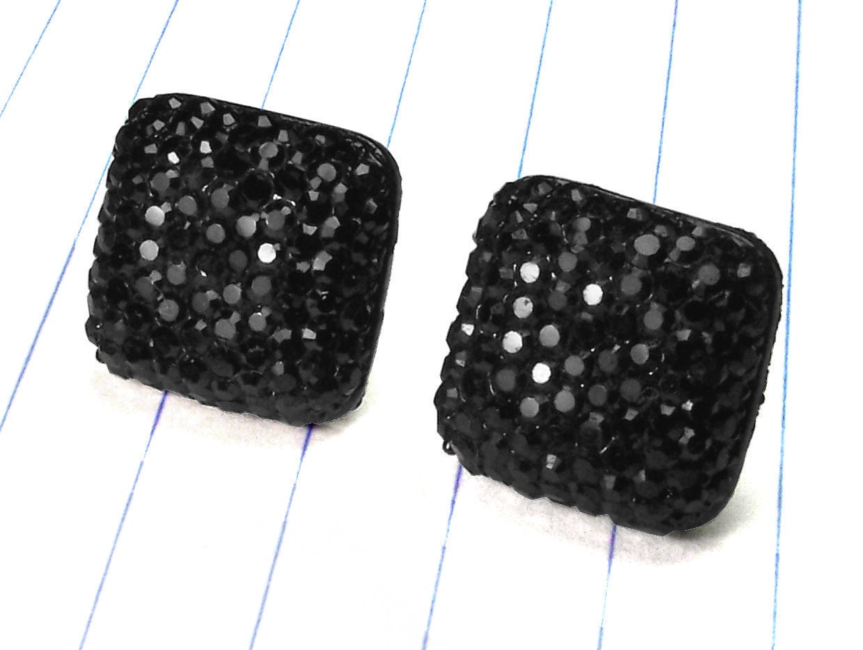 black earrings - black studs - black jewelry - square - square studs - resin - resin earrings - wedding jewelry - modern - minimalist