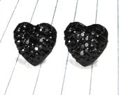 black heart earrings - black earrings - heart earrings - black studs - black jewelry - heart studs - heart jewelry - heart - resin - weddin