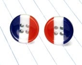 patriotic button earrings - red white blue - red white blue earrings - red white blue jewelry - patriotic earrings - 4th of july - patrioti