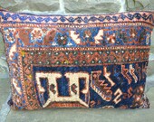 Vintage Kilim Pillow - Persian Rug Cushion - Oriental Carpet - Floor Pillow - Wool Area Rug