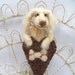 Needle felted golden retriever puppy ornament, wool heart ornament with bone, Pet Pocket