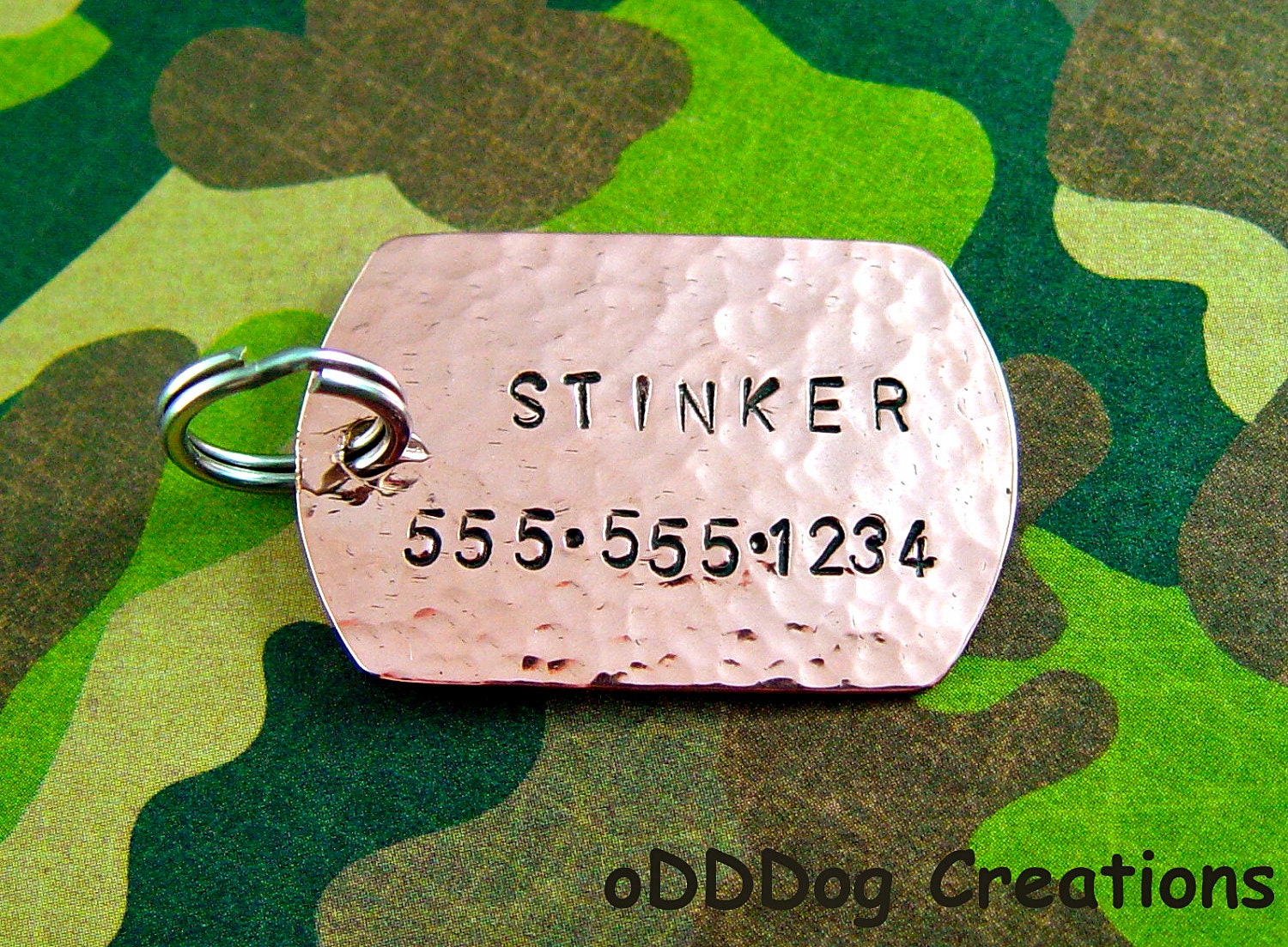custom dog tag / military / copper / hammered / large : The New-Classic Dog Tag
