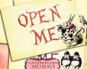 Alice Vintage Tags Set 5, Alice in Wonderland Tags, SALE ITEM, labels, perfect for parties, presents and invitations.