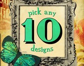 SALE - BUY 10 DESIGNS of your choice - Digital Collage Sheets Scrapbooking Supplies vintage scrapbook paper designs digital download