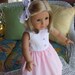American Girl Doll Clothes 18 inch doll dress. Pink and white dress and satin slip.