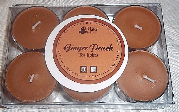 Ginger Peach tea lights - 6 pack - clearance, 50% off