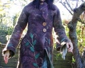 Woman of the Woods Felted Coat Wearable Felt Art Leaf Coat Pixie coat Elf Coat Felted Fairy Coat Festival Coat
