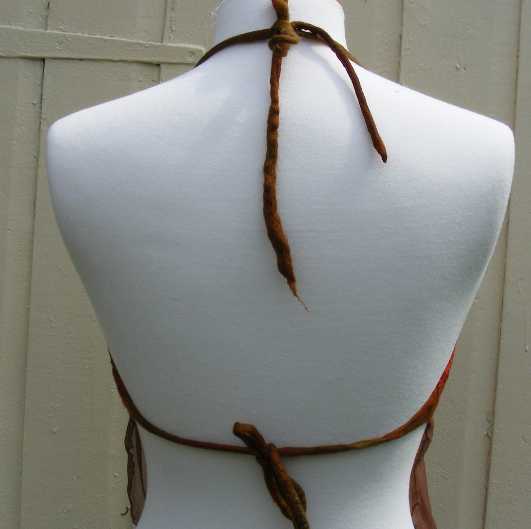 Russet Faerie Floaty Leafy Halter Top Size large to XL