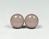 GULL - Brown Gray Purple Stud Earrings with Shimmer -  Tiny Small Circle Dot Posts Stud Earrings Jewelry