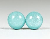 TIFFANY BLUE SHIMMER - Earrings  - Small Simple Polymer Clay Studs - Jewelry from Polymer Clay by TipToeThirty