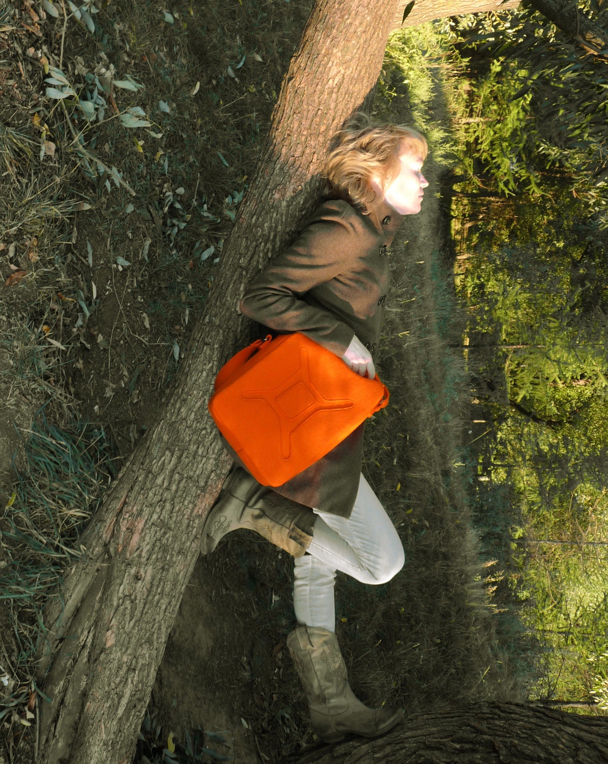 Grey and orange Felt Gas Can Bag