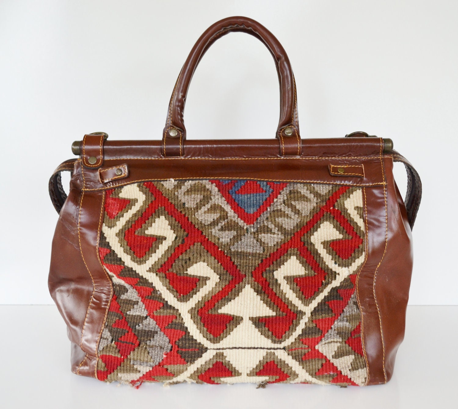 Vintage Carpet Bag Kilim Tapestry Weekender Bag