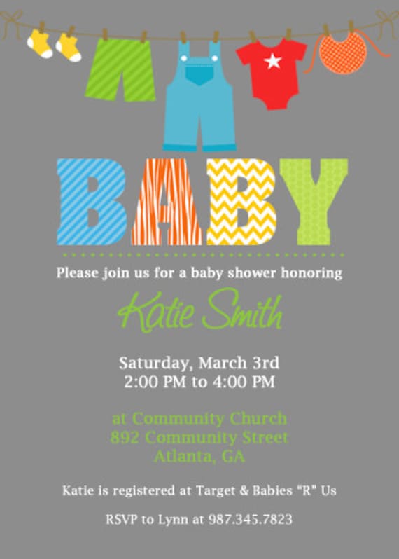 Baby Shower Invitation. Custom Printable Baby shower Invitation Il_570xn