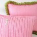PINK LINEN PILLOW Cover - 18" X 18" With Deep Lime Green Fringe