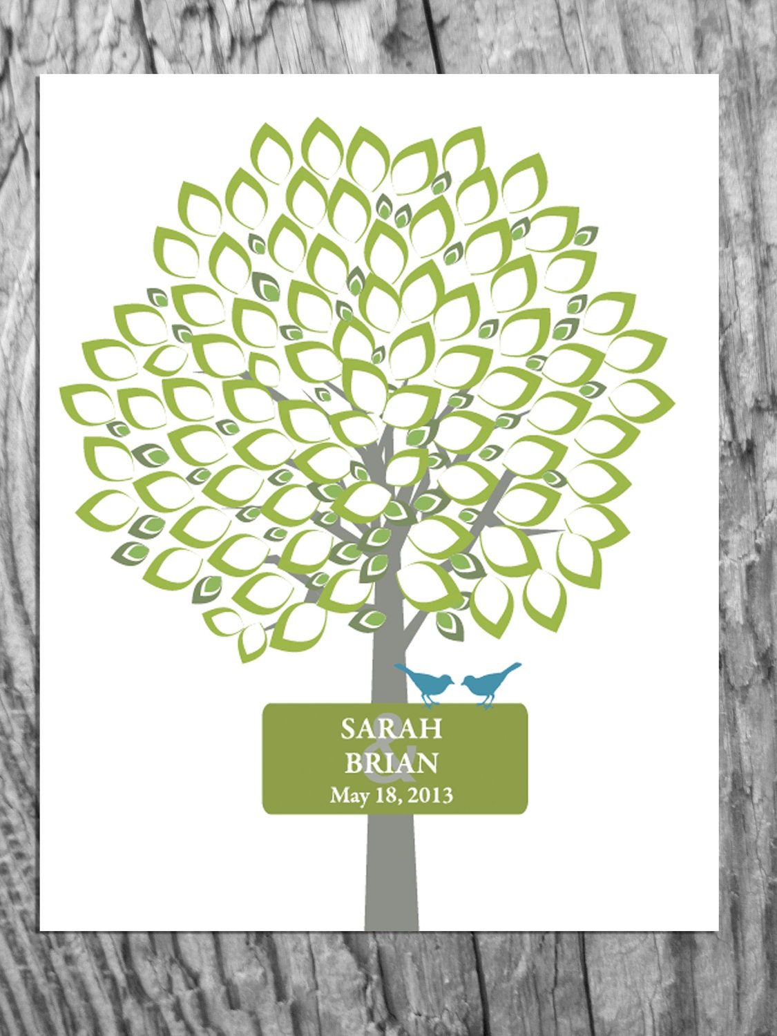 Wedding Tree, Lush Leaves, 8.5X11 Inches,Wedding Gift, Anniversary, Birthday, Housewarming, Family Gift