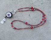 Ohio State Buckeyes Beaded ID Badge Lanyard Scarlet and Gray - Free Shipping