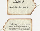 100  DEFINITION of Love Hang Tags-DOUBLE Sided-PERSONALIZED Wedding Favor Tags-Escort Tags-Place Cards-Save the Date