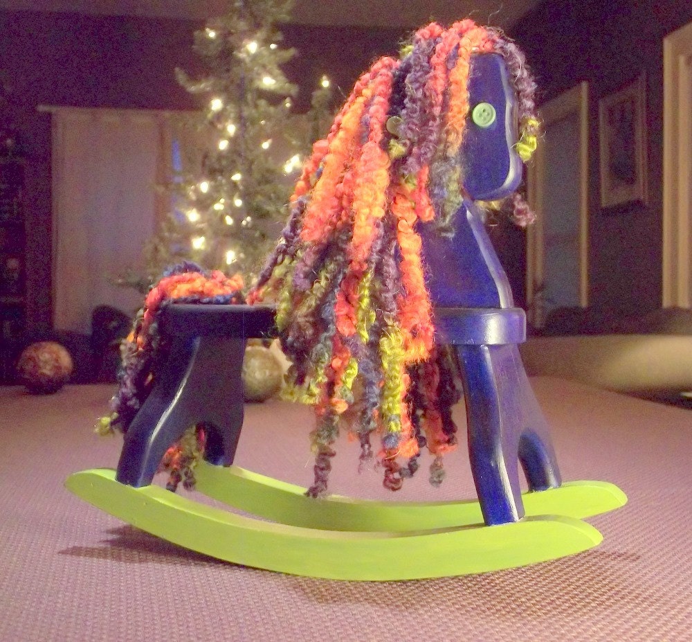 Rocking horse for a doll or stuffed animal -upcycled