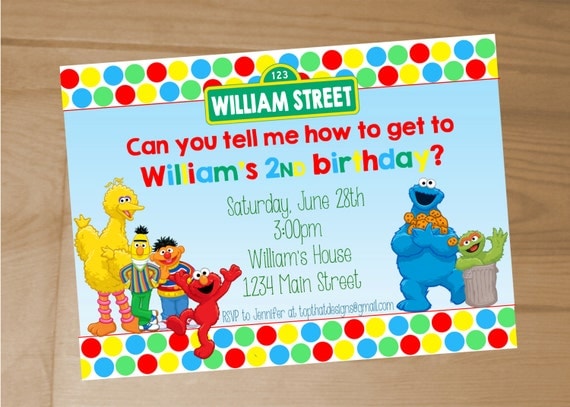 Sesame Street Birthday Invitation- Digital File