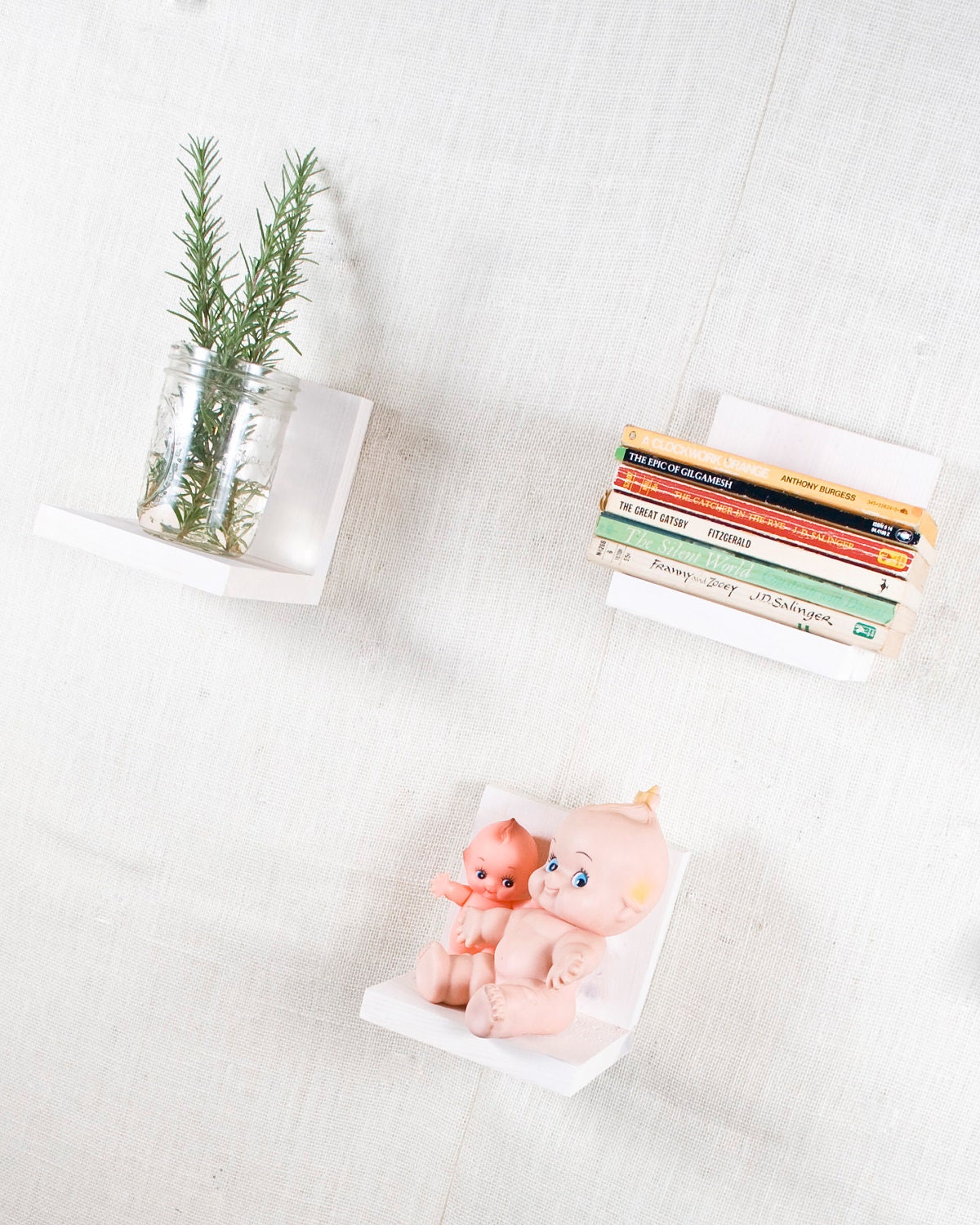 Floating Shelf - Sconce Shelf - White Shelves - Wall Storage - Bookshelves - Set of 5 - Whitewash - Simple Shelf