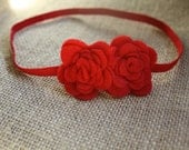 Baby Girls Red Headband -  Christmas Valentines Day Flower Headband - Newborn Baby Toddler Girl Adult Headband
