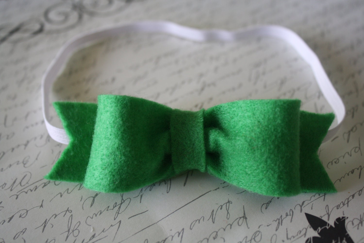 Girls Green Felt Hair Bow Headband - Christmas Hair Bow - Newborn, Infant, Toddler, Girls, Adult Hairband