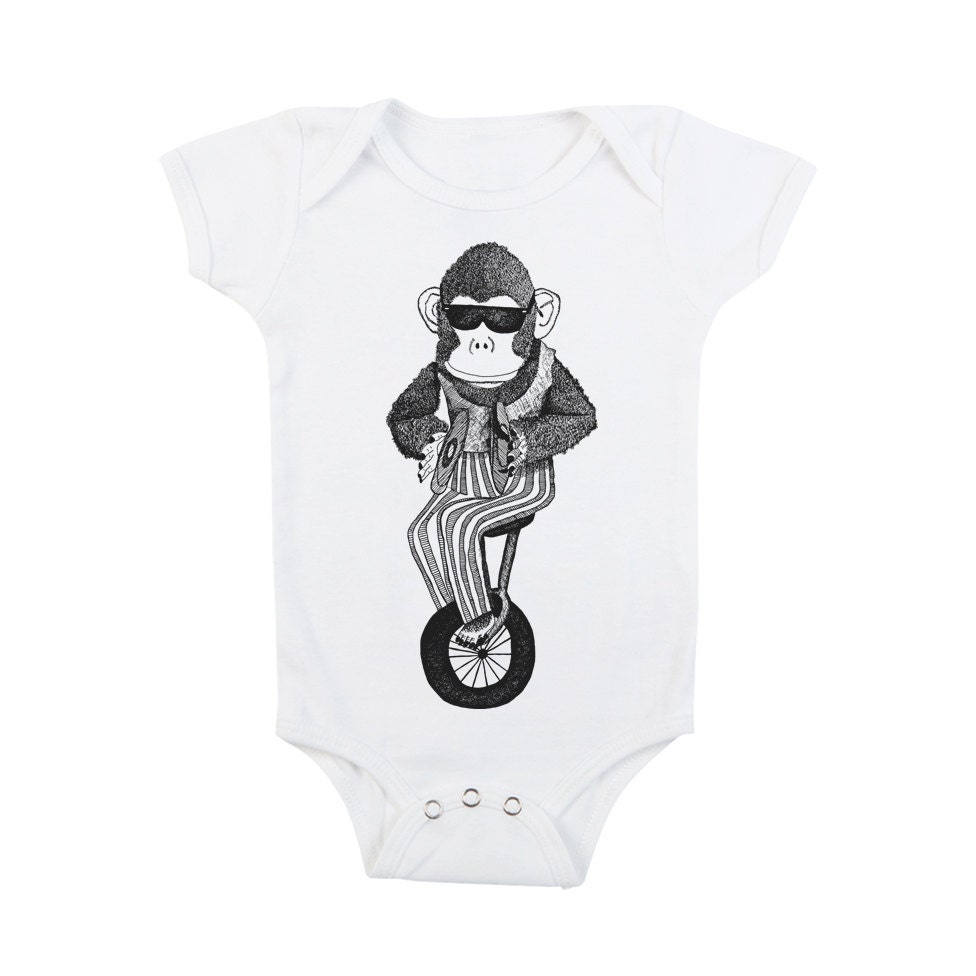 Childrens Clothing Baby MONKEY  Onesie Bodysuit - White  (4 Colors) (chbb)