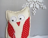 Holiday Little Jingle Bell Owl, Christmas Decor,Stocking Stuffer,Hostess Gifts, Kids Bedroom, Decor,Folk Art, Modern